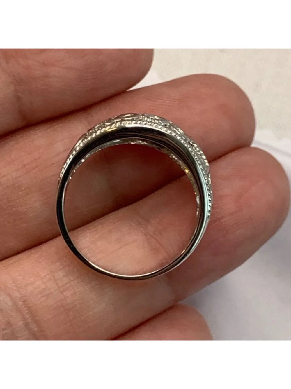 Pierced Sterling Silver 925 Circle Dome Ring 13.5MM Width Ring Size 8